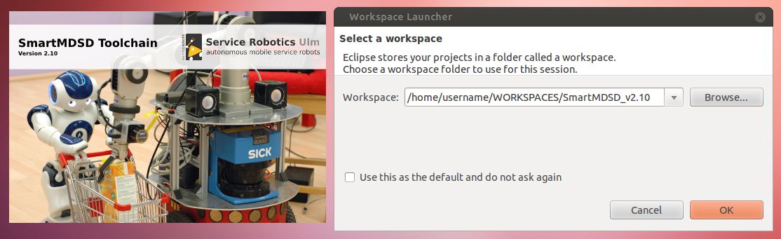 Start toolchain and select new workspace